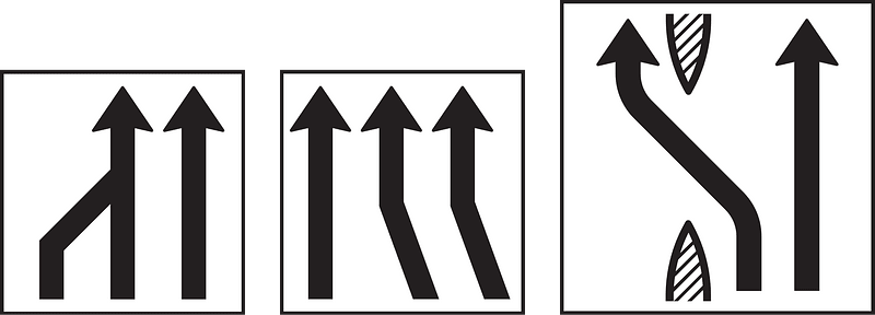 Lane ends sign in Switzerland