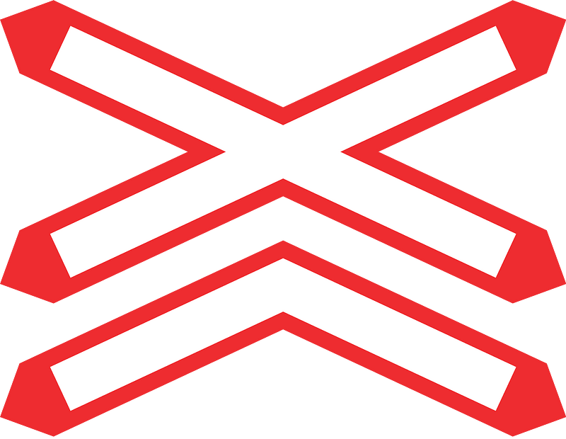 Level crossing (multiple tracks) sign in Switzerland