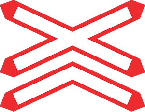 Level crossing (multiple tracks) sign in Switzerland