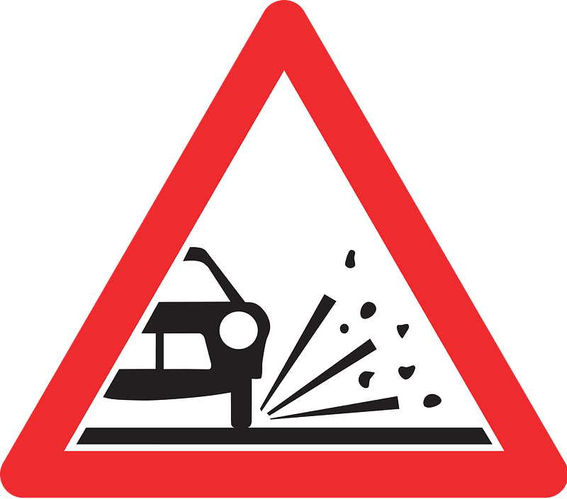 Loose road surface sign in Switzerland