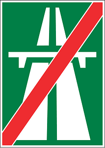 Motorway ends sign in Switzerland