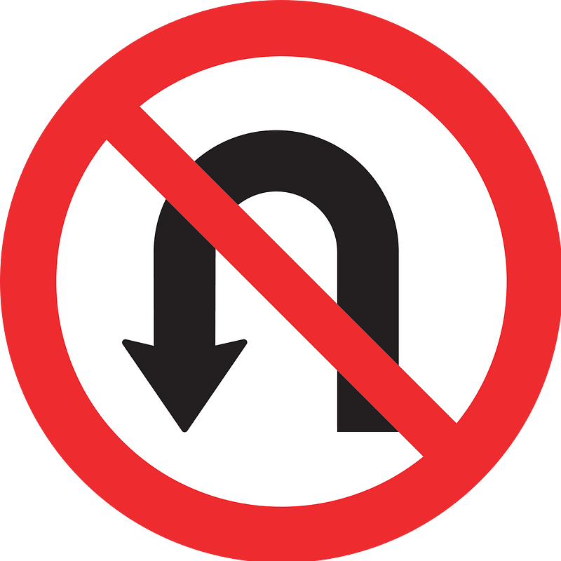 No U-turns sign in Switzerland