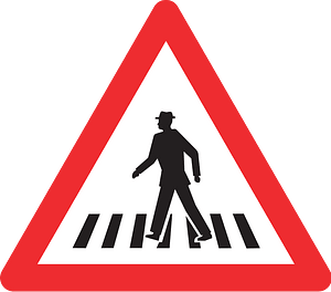 Pedestrian crossing ahead sign in Switzerland