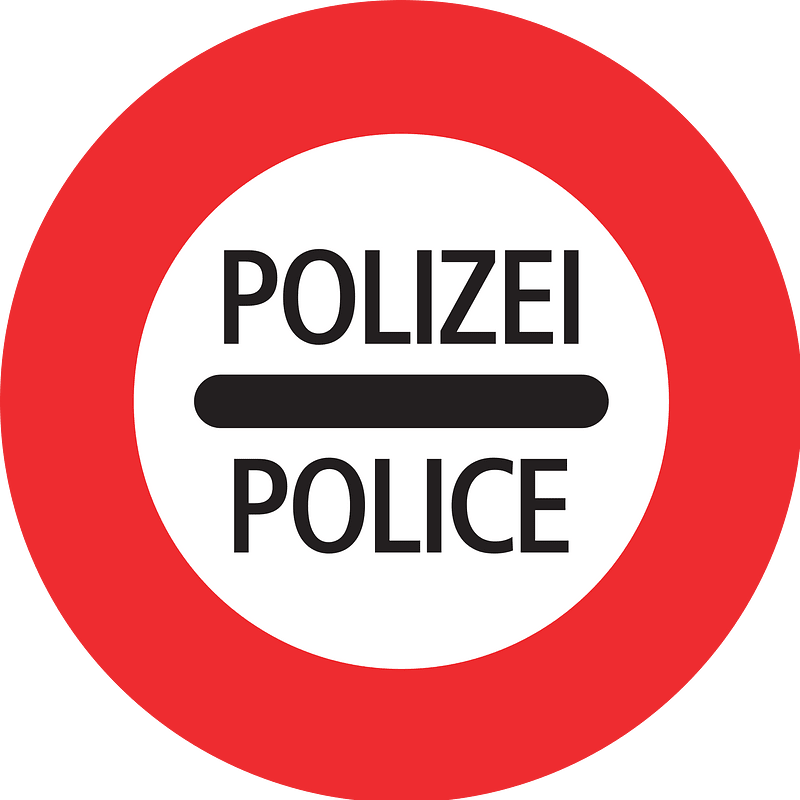 Police sign in Switzerland