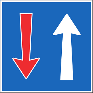 Priority over oncoming vehicles sign in Switzerland
