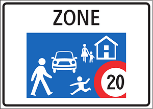 Residential area / living street sign in Switzerland