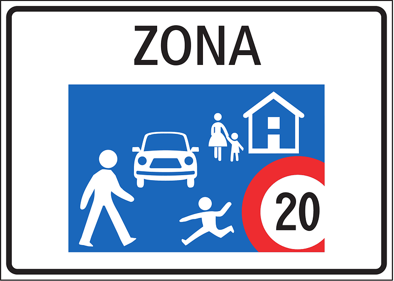 Residential area / living street sign in Switzerland