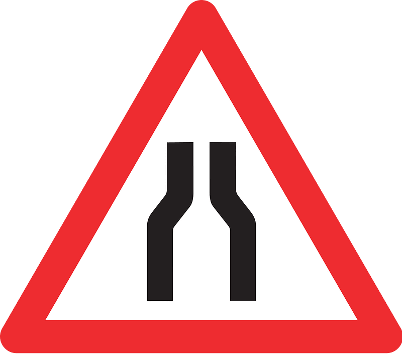 Road narrows on both sides sign in Switzerland
