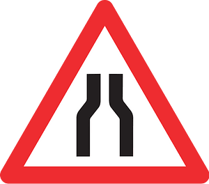 Road narrows on both sides sign in Switzerland