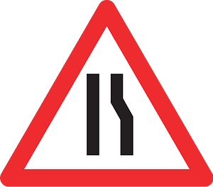 Road narrows on one side sign in Switzerland