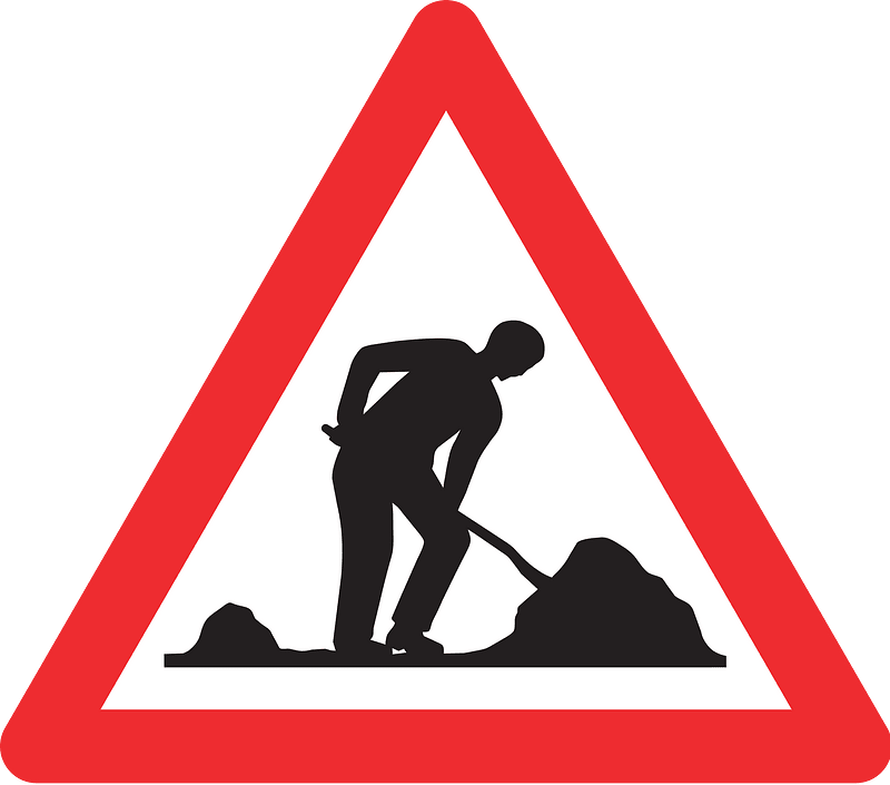 Roadworks ahead sign in Switzerland