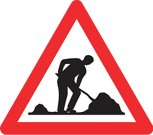 Roadworks ahead sign in Switzerland