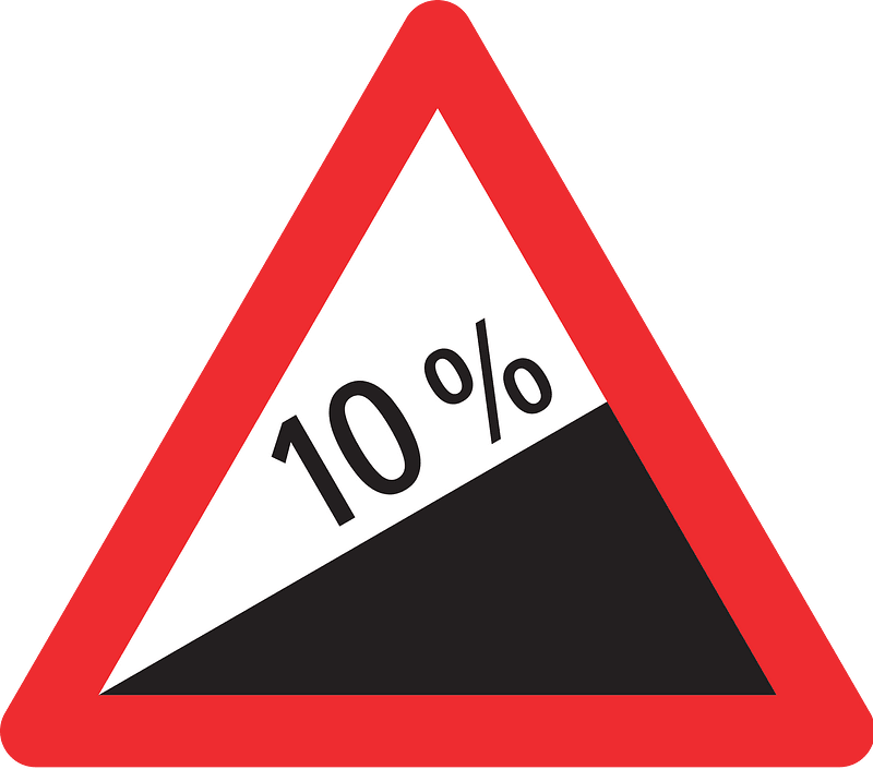 Steep ascent sign in Switzerland