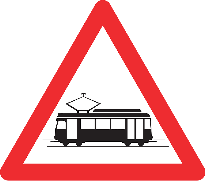 Tram crossing sign in Switzerland