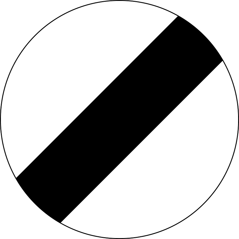 End of maximum speed limit sign in UK