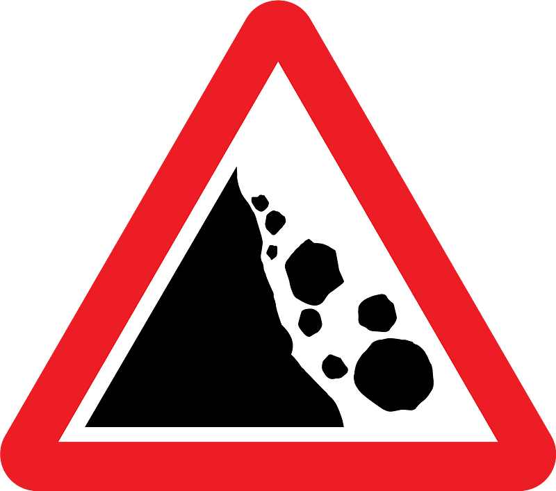 Falling rocks or debris sign in UK