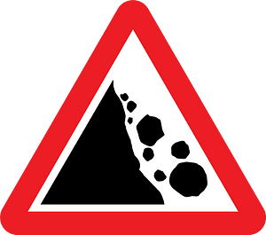Falling rocks or debris sign in UK