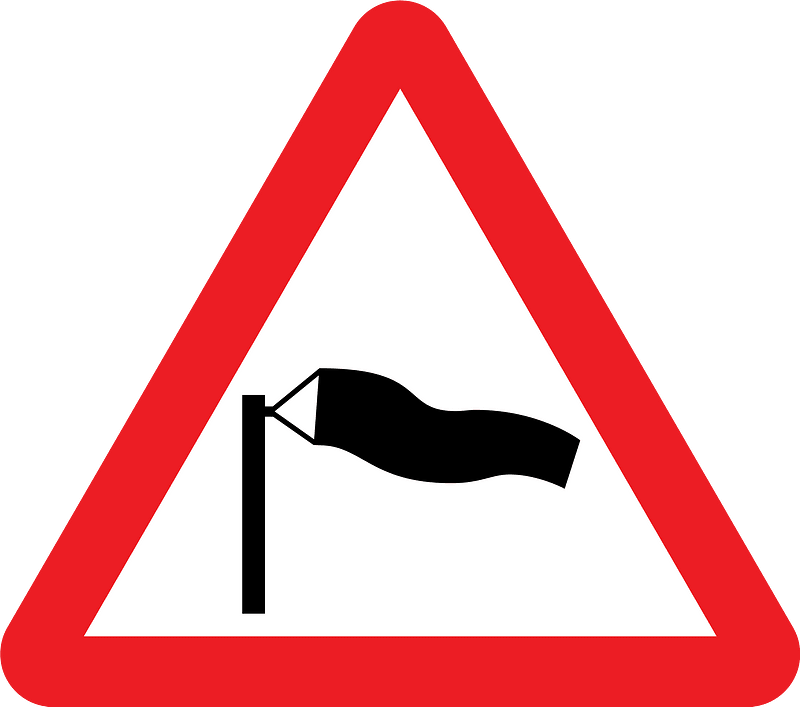 Dangerous crosswinds sign in UK