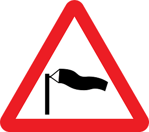 Dangerous crosswinds sign in UK