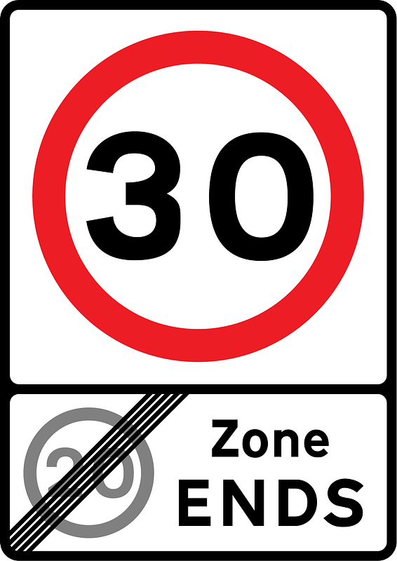 End of speed limit zone sign in UK