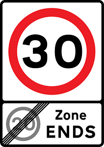 End of speed limit zone sign in UK