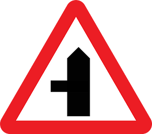 Junction with a minor road sign in UK