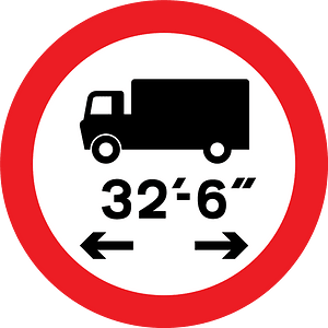 Maximum vehicle length sign in UK