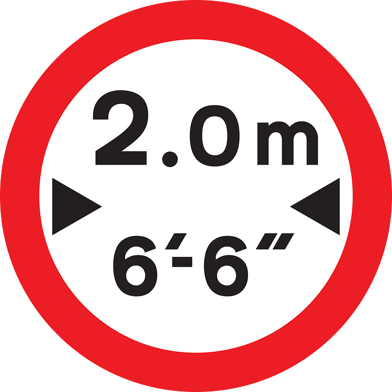 Maximum width sign in UK
