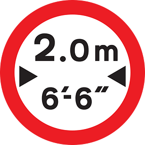 Maximum width sign in UK