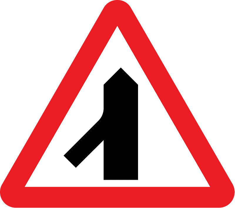 Merging traffic sign in UK