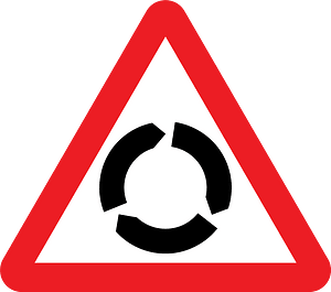 Roundabout ahead sign in UK