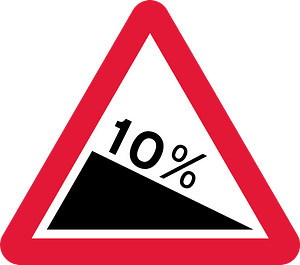 Steep descent sign in UK