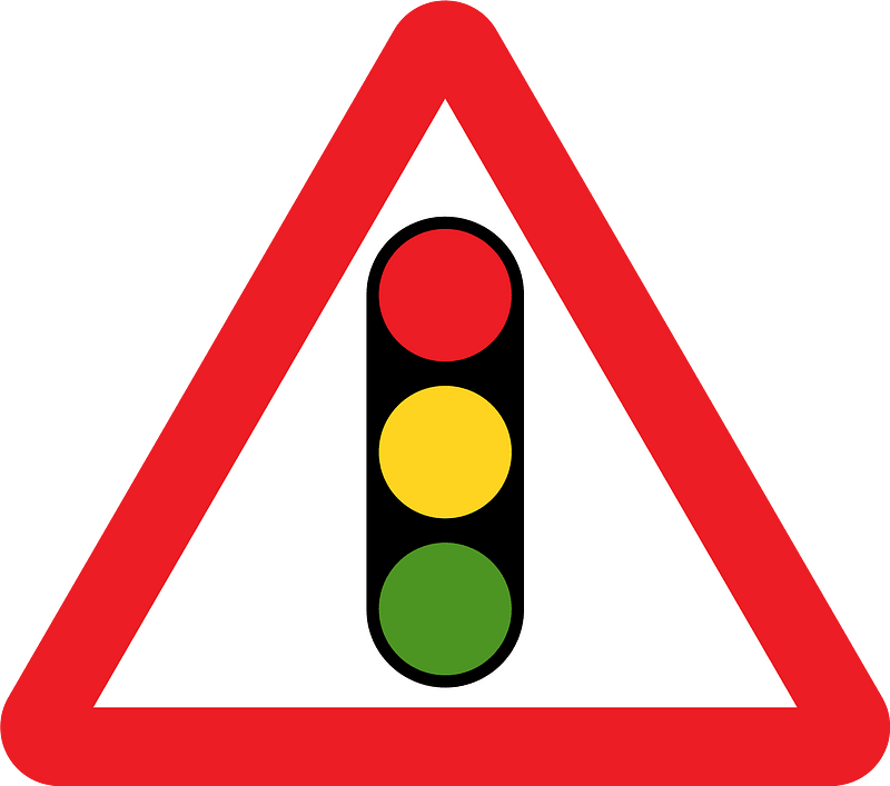 Traffic signals ahead sign in UK