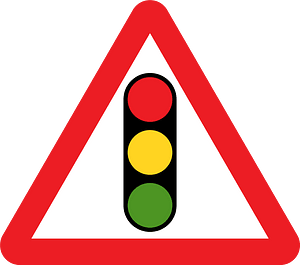 Traffic signals ahead sign in UK
