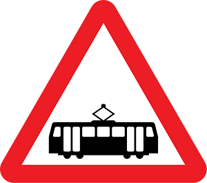 Tram crossing sign in UK
