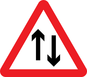 Two-way traffic ahead sign in UK