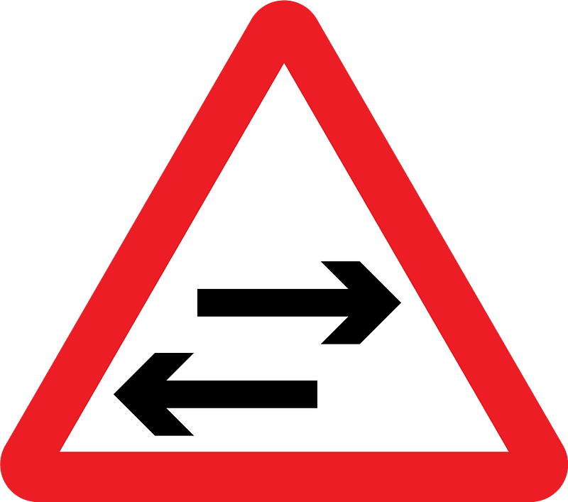 Two-way traffic ahead sign in UK