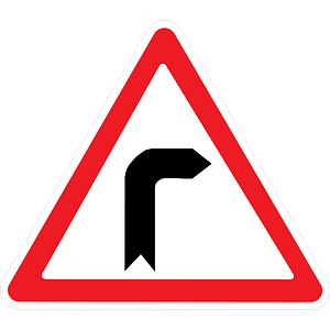 Bend ahead sign in Ukraine