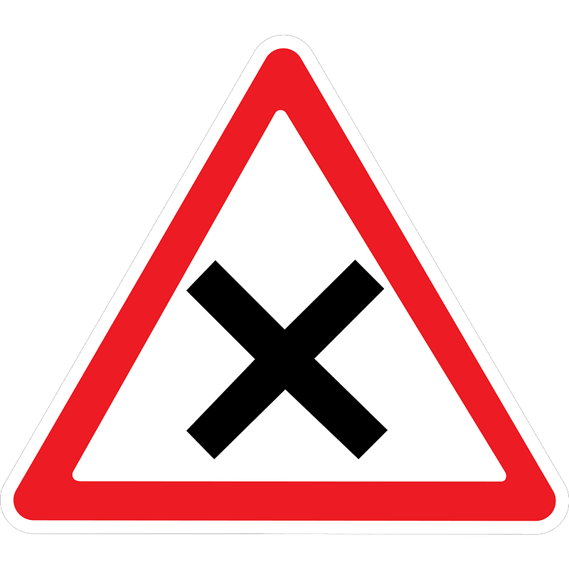 Crossroads with priority to the right sign in Ukraine