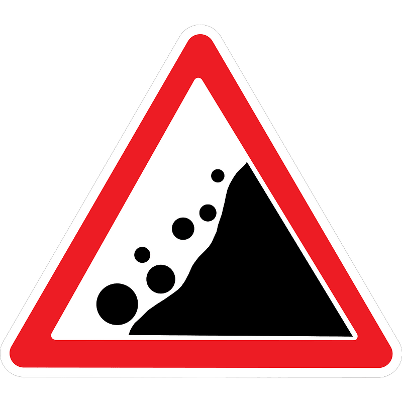 Falling rocks or debris sign in Ukraine