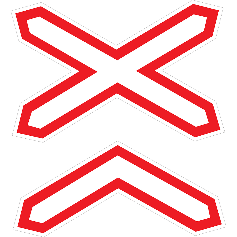 Level crossing (multiple tracks) sign in Ukraine