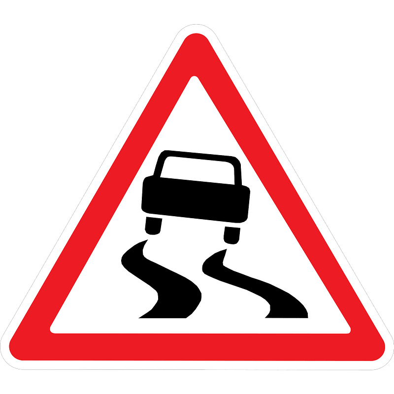 Slippery road surface sign in Ukraine