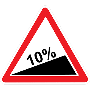 Steep ascent sign in Ukraine