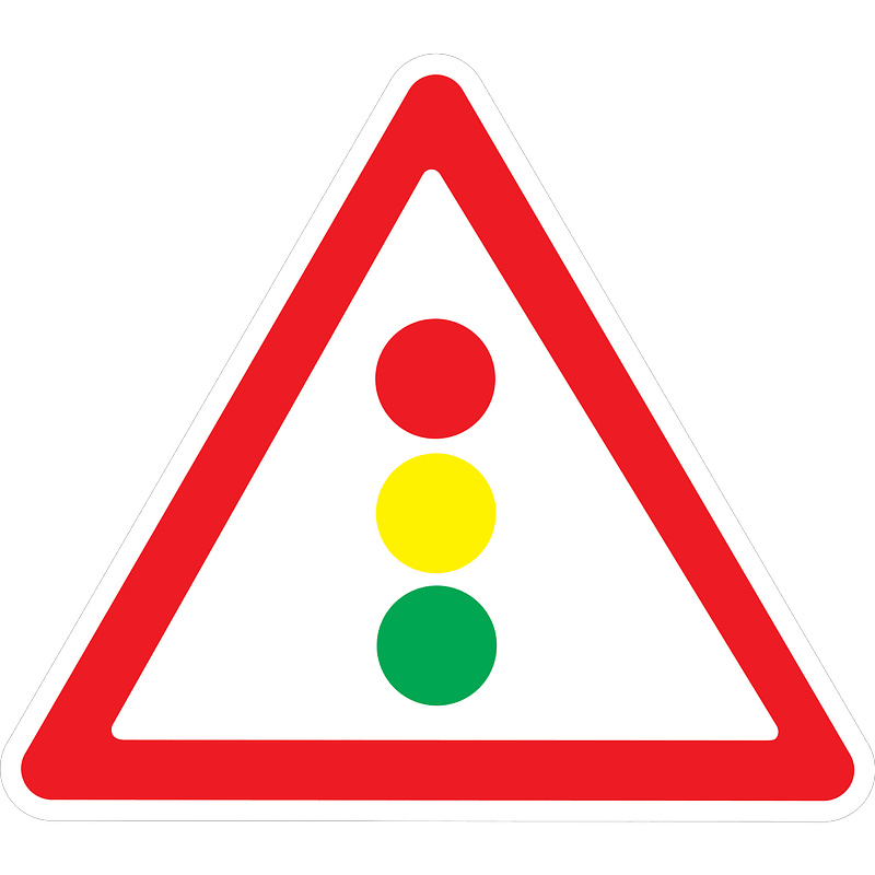 Traffic signals ahead sign in Ukraine