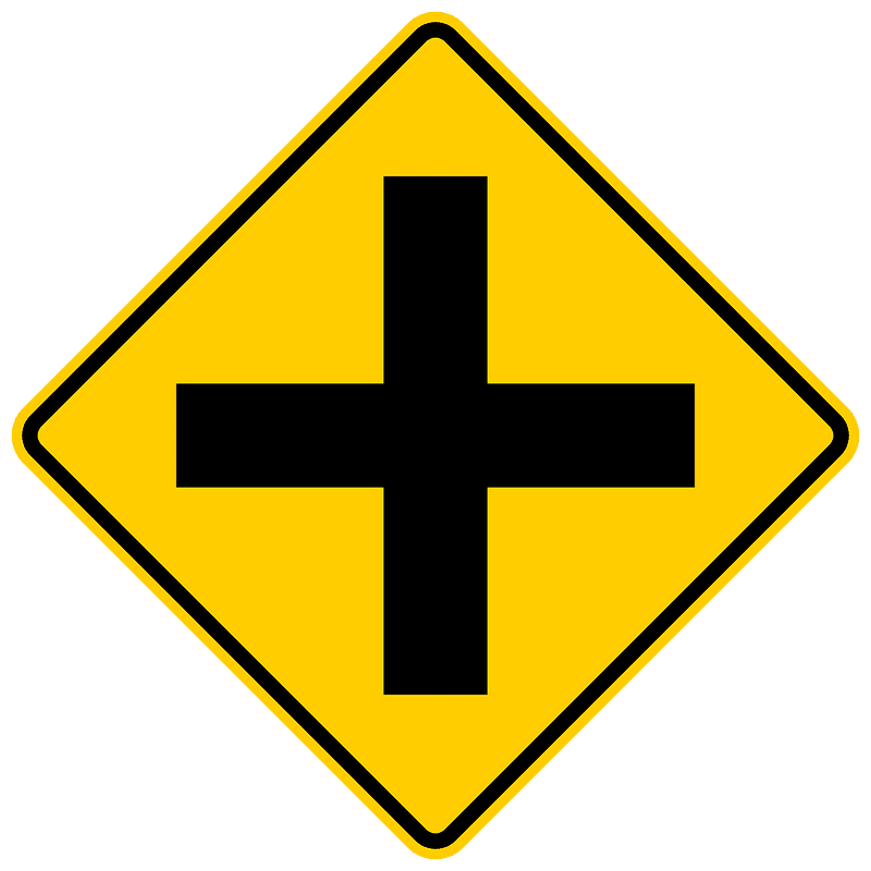Crossroads ahead sign in United States