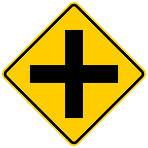 Crossroads ahead sign in United States