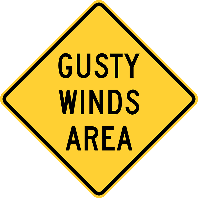 Dangerous crosswinds sign in United States