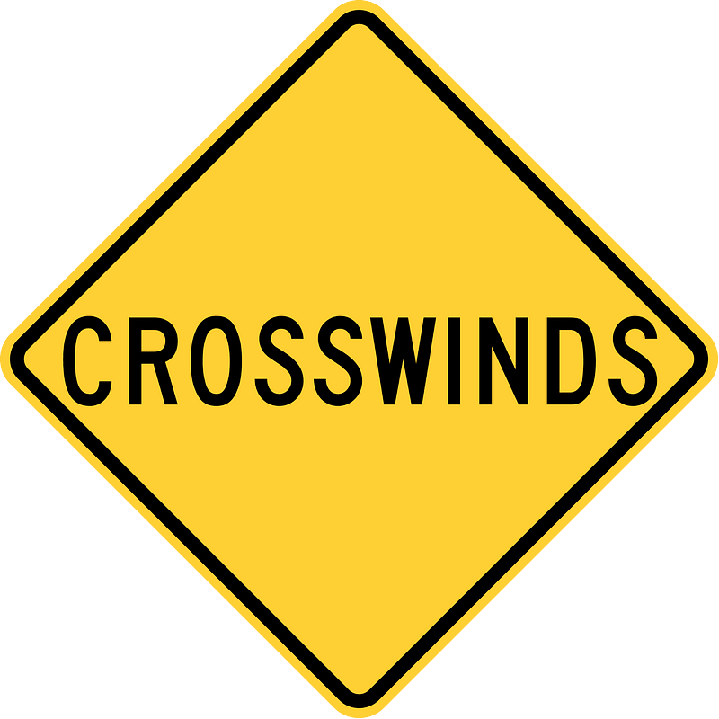Dangerous crosswinds sign in United States