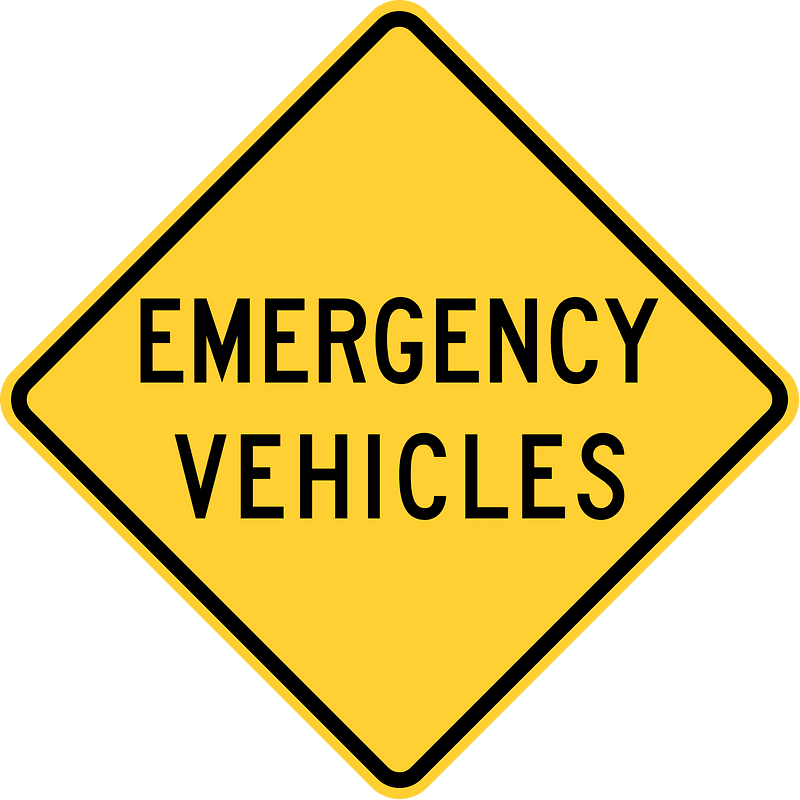 Emergency vehicles sign in United States