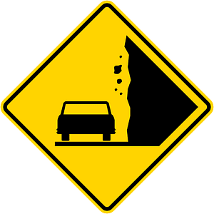 Falling rocks or debris sign in United States